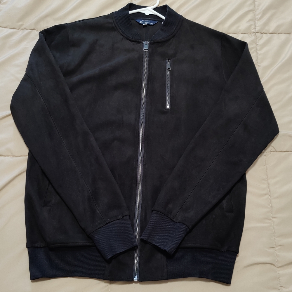 Ben Sherman Black Ribbed Collar Bomber Jacket